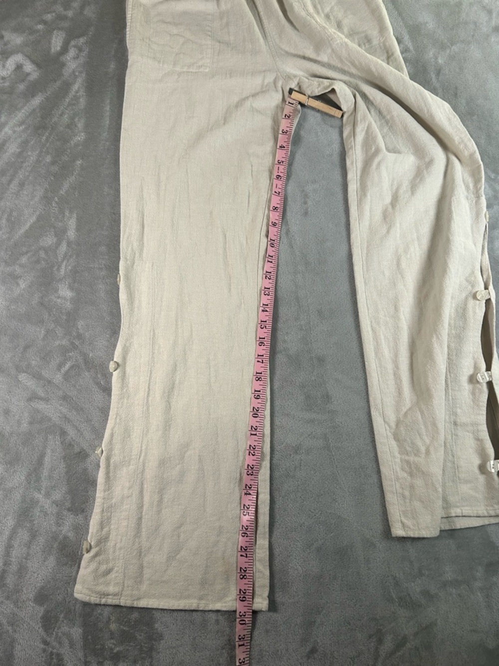 Soft surroundings Light Beige Button-Accent Wide Leg Pants - Picture 6 of 10